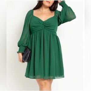 Eloquii Forest Green Long Sleeve Dress